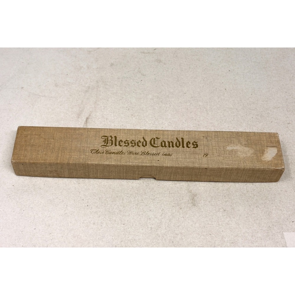 Vintage Blessed Candles Set of 2 Ivory Taper Church Religious Devotional Boxed